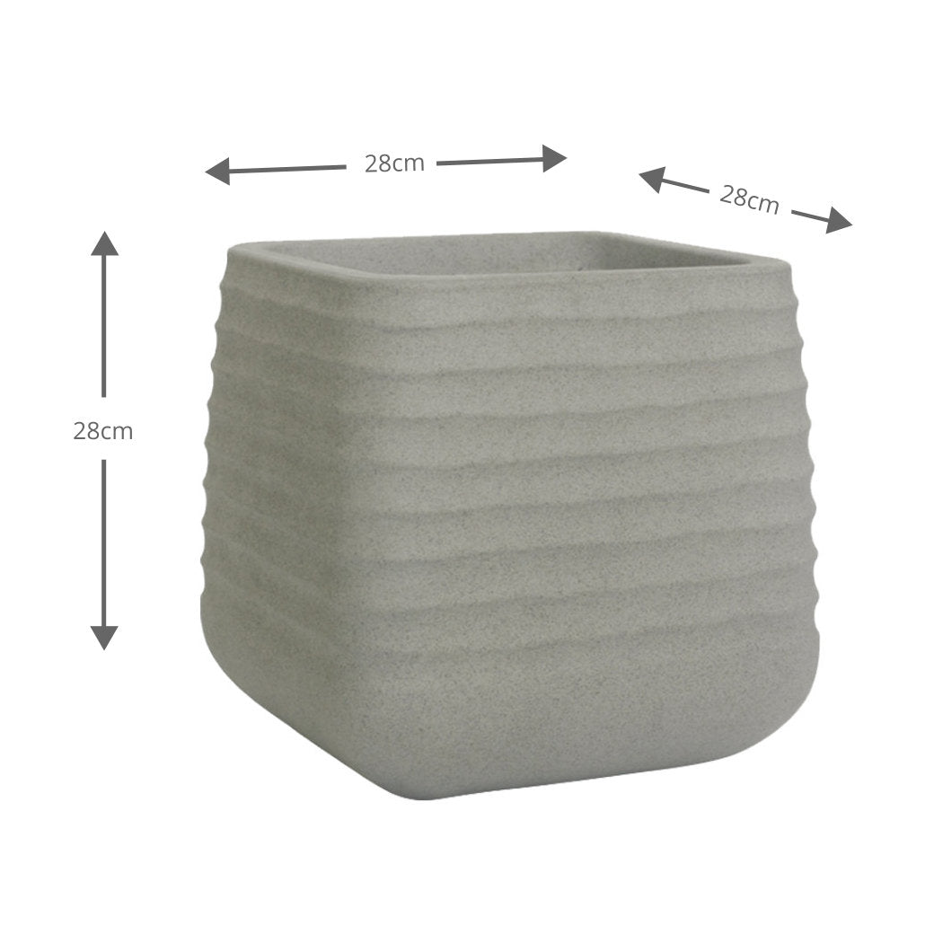 Oslo Square Ripple Plant Pot 28 x 28cm 18L - Grey
