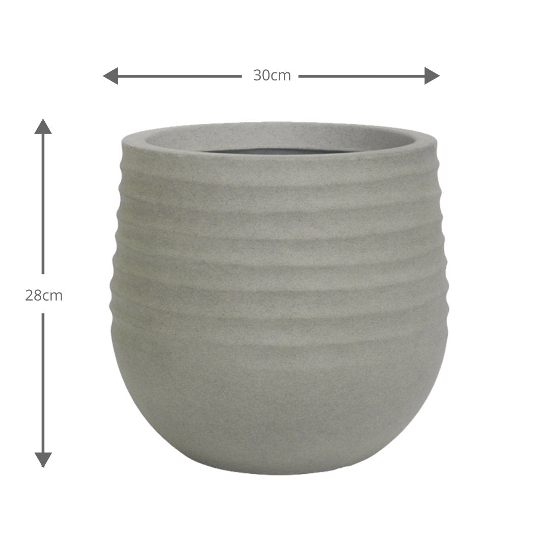 Oslo Grey Rippled Plant Pot 30 x 28cm, 16L