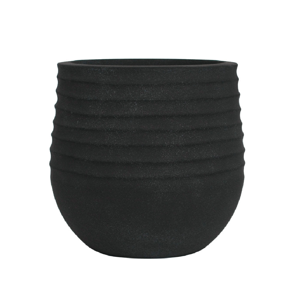 Oslo Black Rippled Plant Pot 30 x 28cm, 16L
