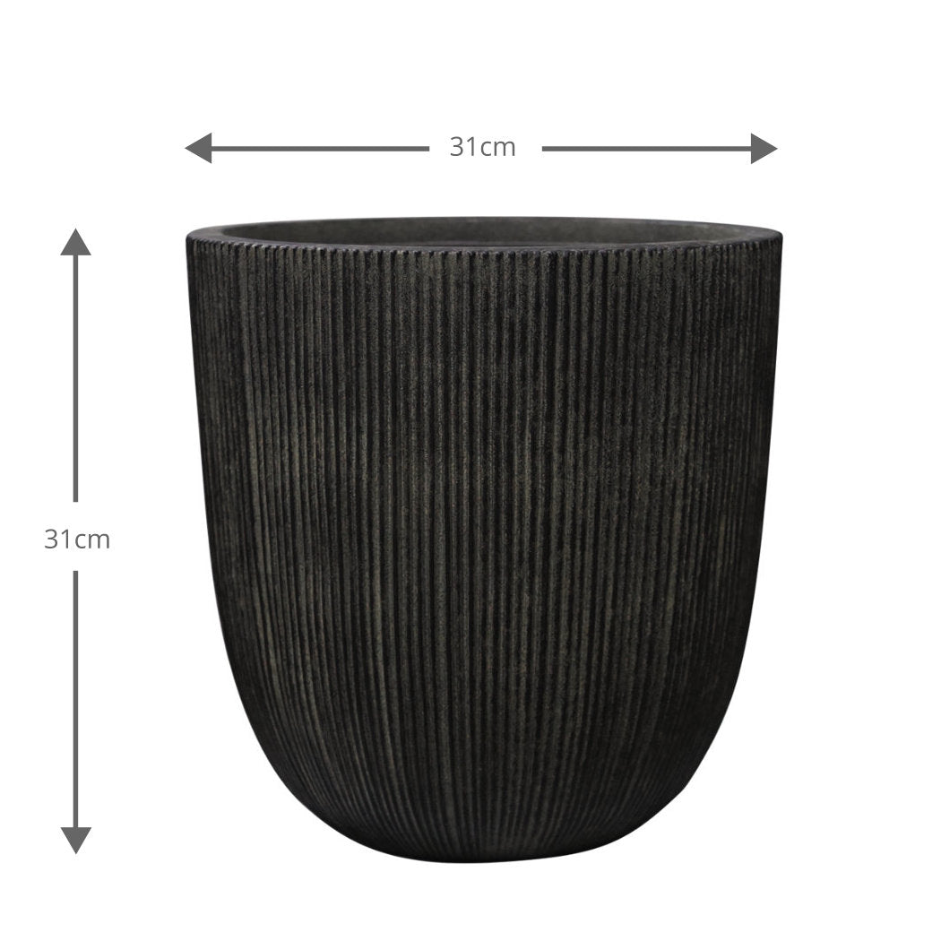 Milan Ruffled Plant Pot 31 x 31cm 17L - Black