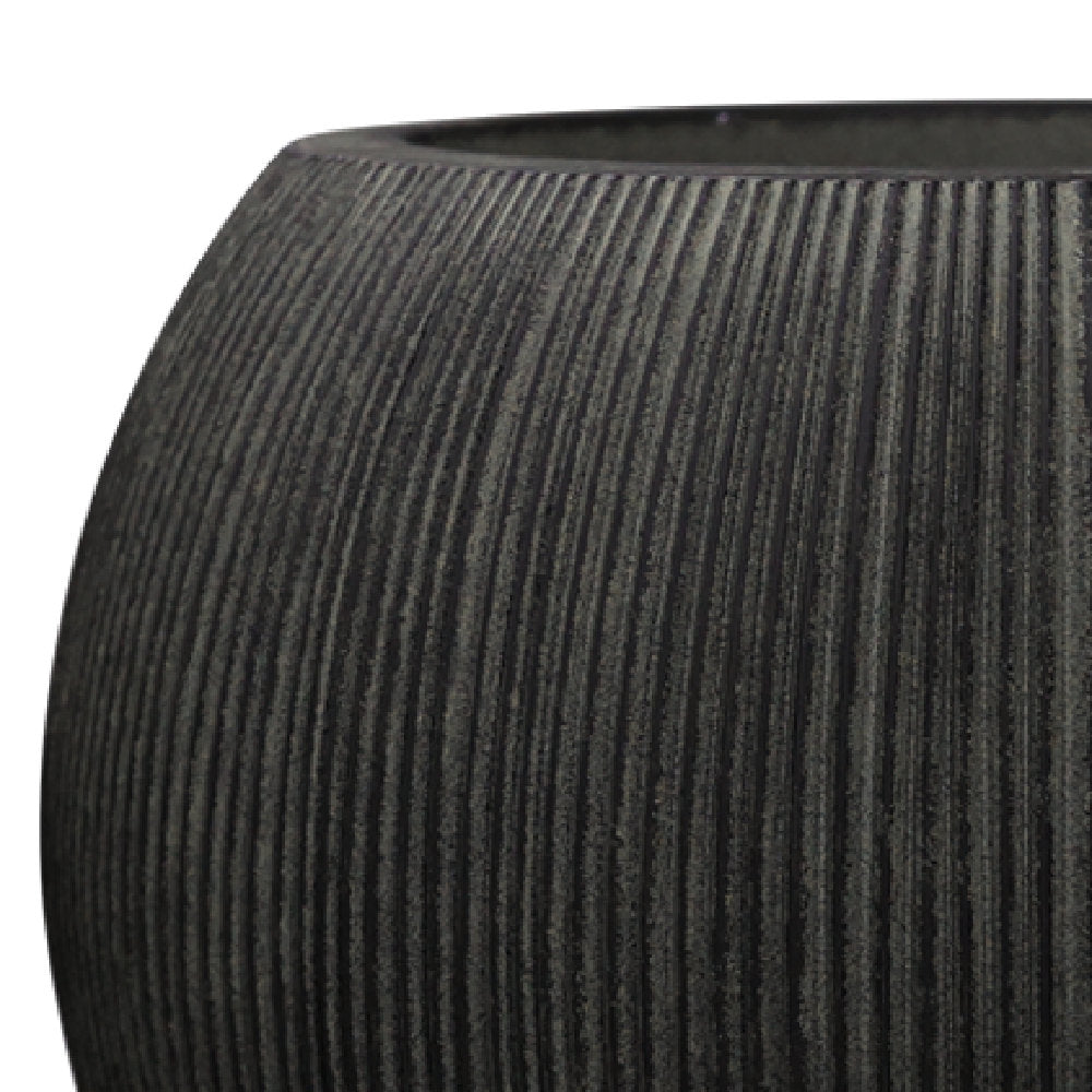 Milan Round Ruffled Plant Pot 37 x 30cm, 23L - Black
