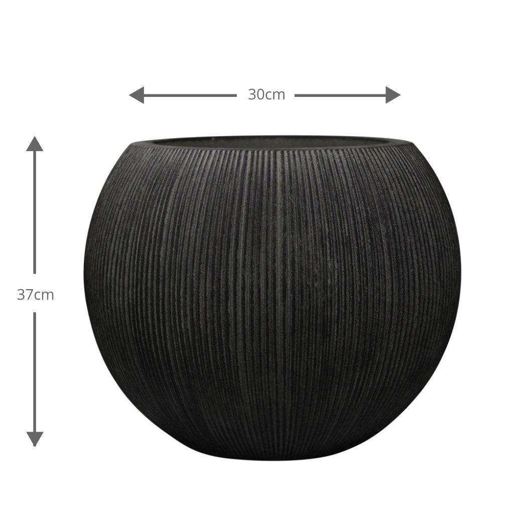 Milan Round Ruffled Plant Pot 37 x 30cm, 23L - Black