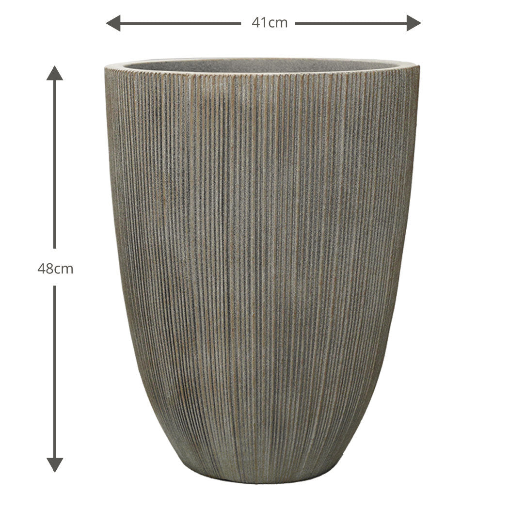 Milan Tall Ruffled Plant Pot 48cm x 37cm, 37L - Sandstone Colour