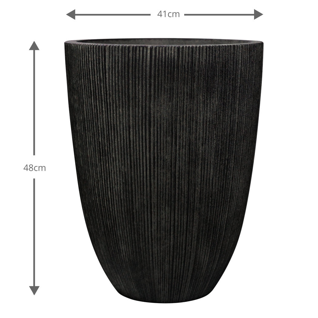Milan Tall Ruffled Plant Pot 48cm x 37cm, 37L - Black