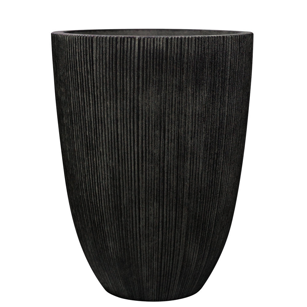 Milan Tall Ruffled Plant Pot 48cm x 37cm, 37L - Black