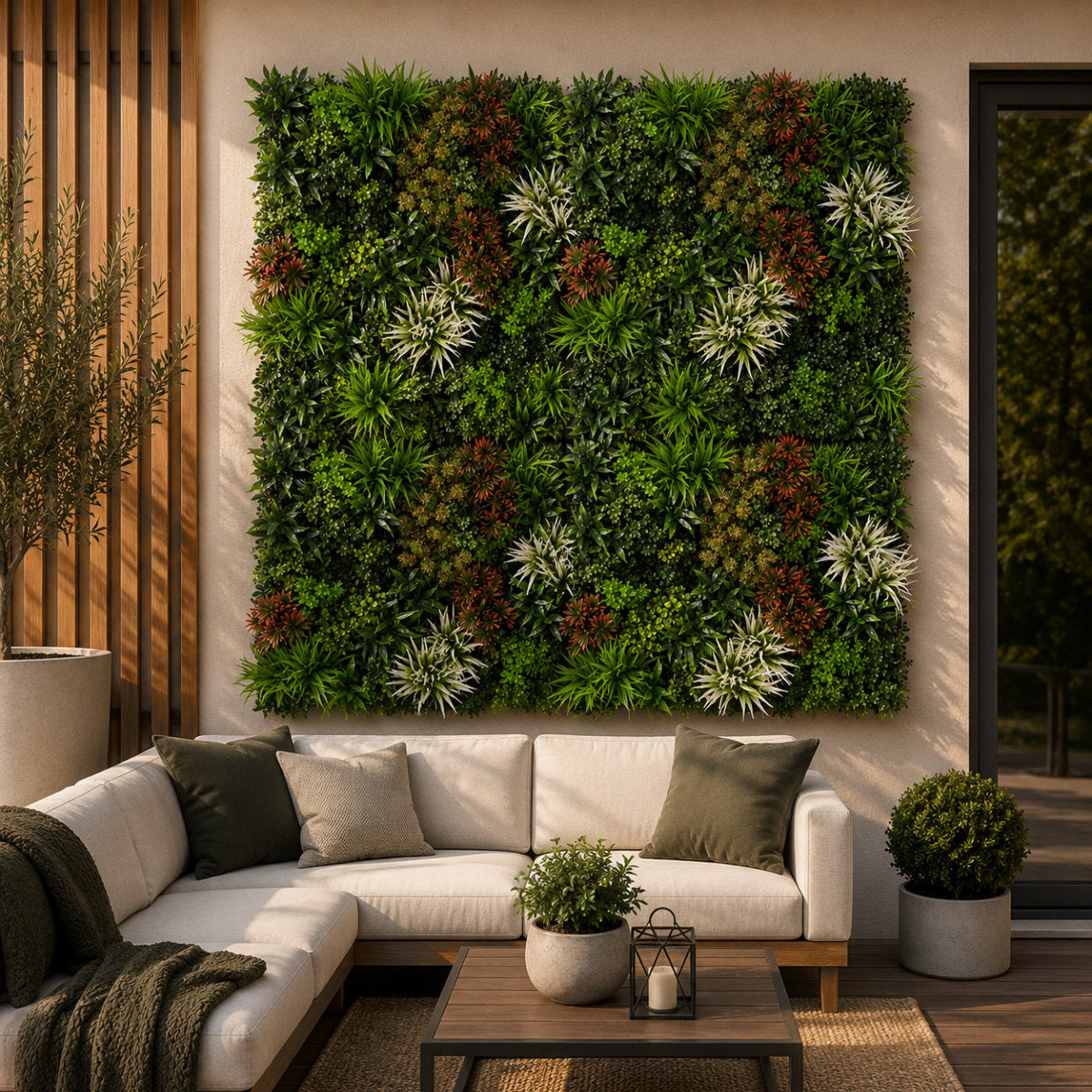 Luxury Artificial Plants Green Wall Panel 1m x 1m - Ember