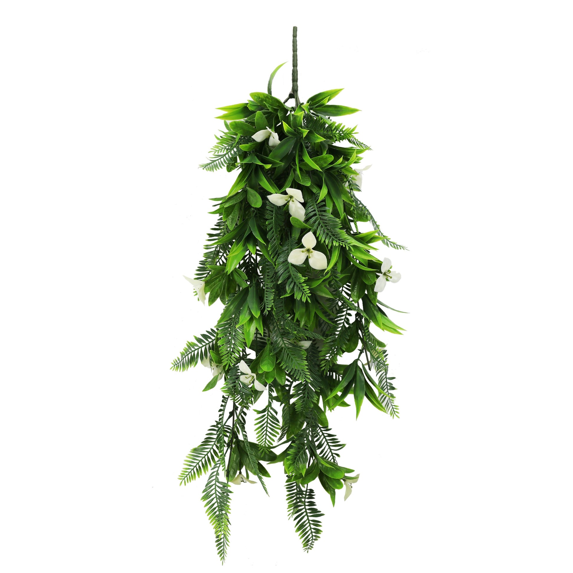 Artificial Hanging White Hawaiian Bush 75cm