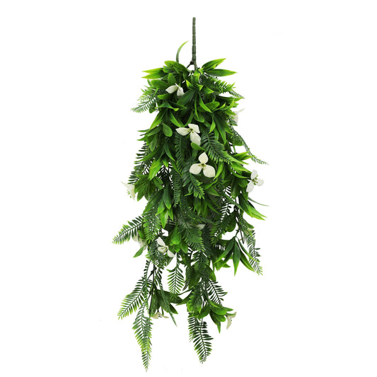 Artificial Hanging White Hawaiian Bush 75cm