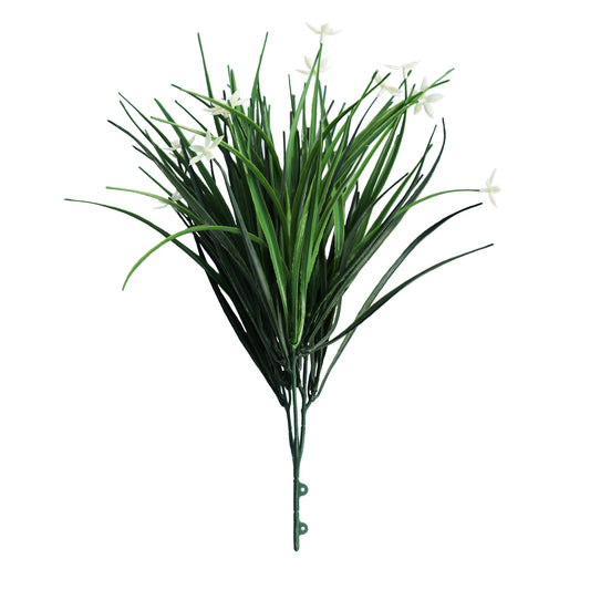 Artificial White Flowering Grass Branch 38cm
