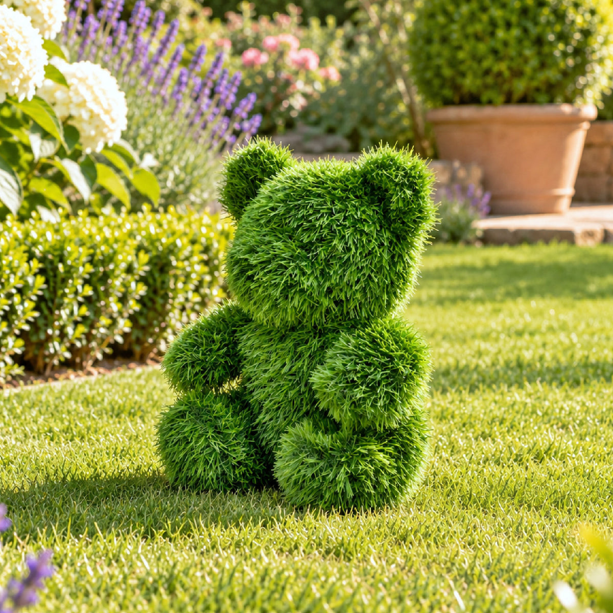 Artificial Grass Topiary Bear 37cm