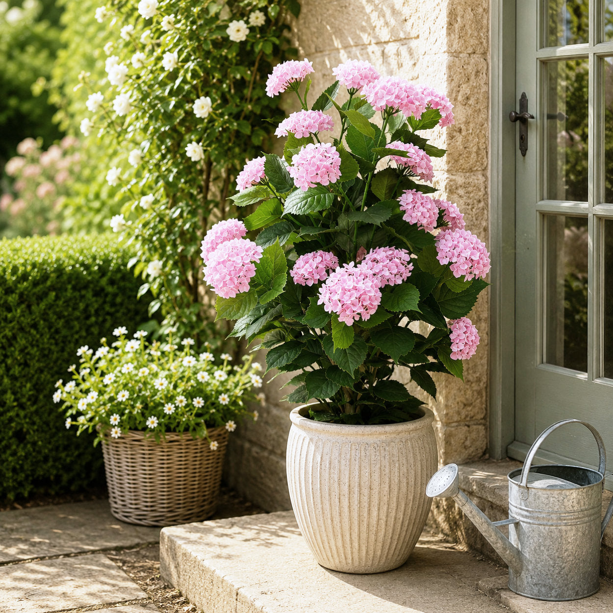 Artificial Hydrangea Bush Pink UV Protected - 120cm