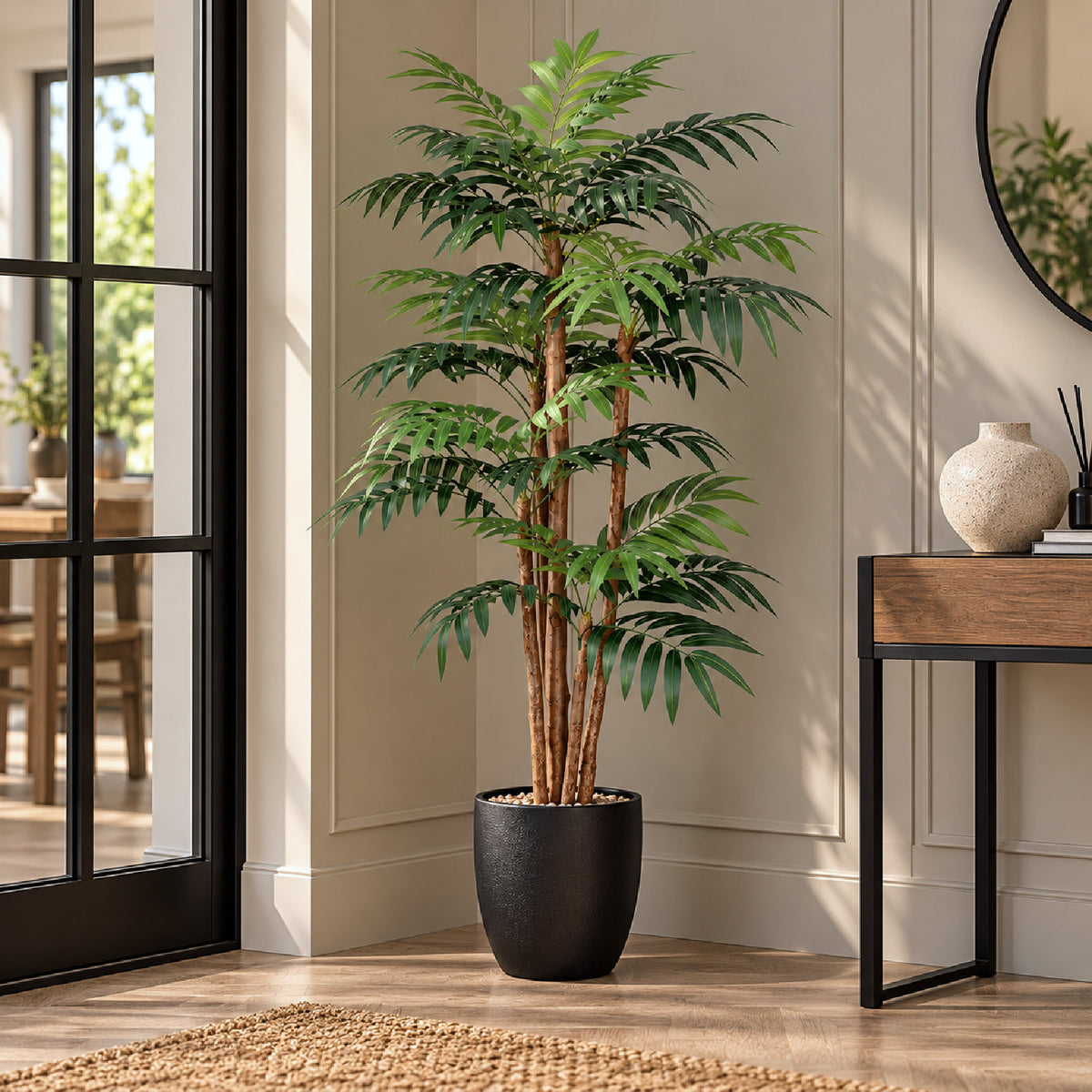 Artificial Palm Tree with Natural Wood Trunk - 140cm