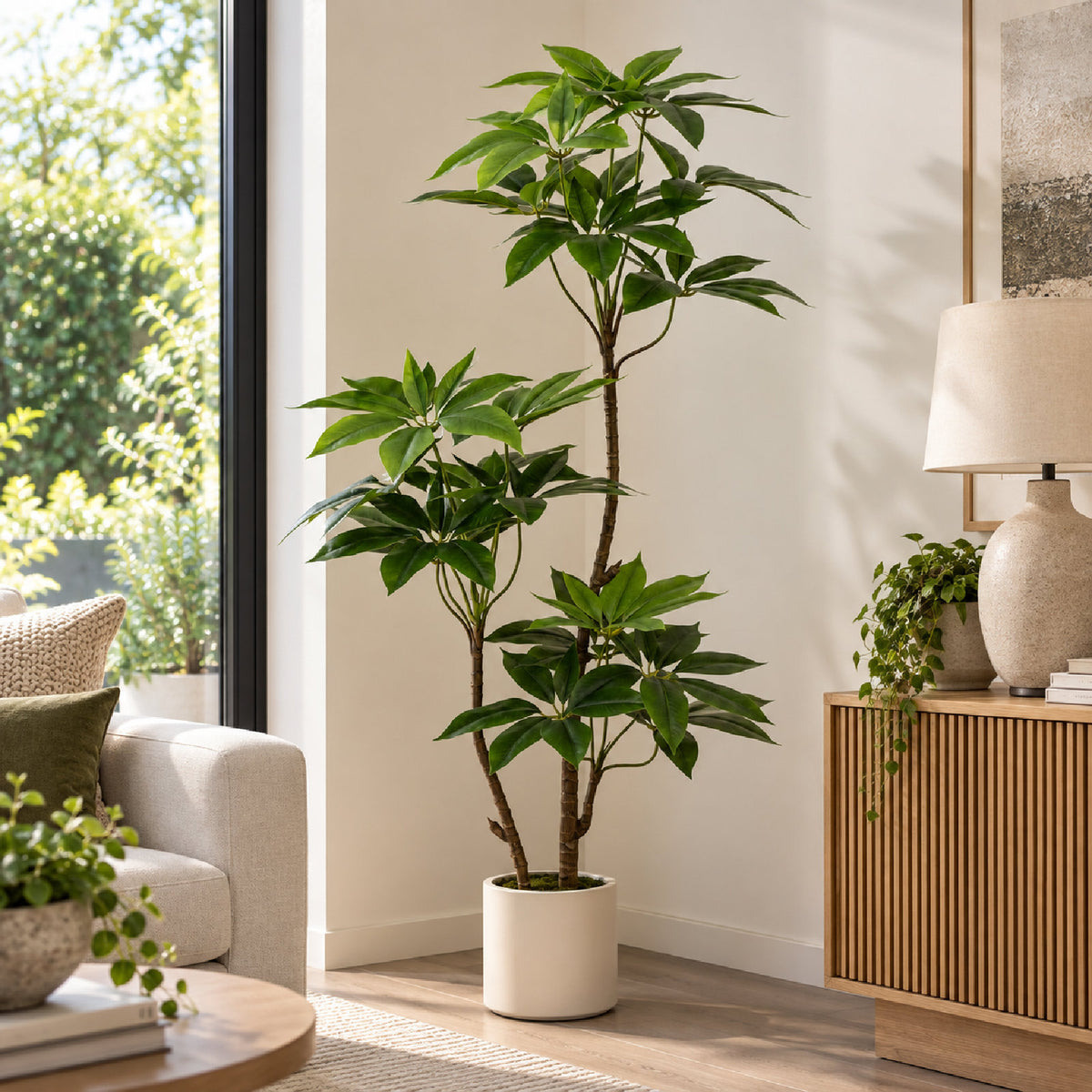 Artificial Umbrella Tree in Off White Pot 150cm