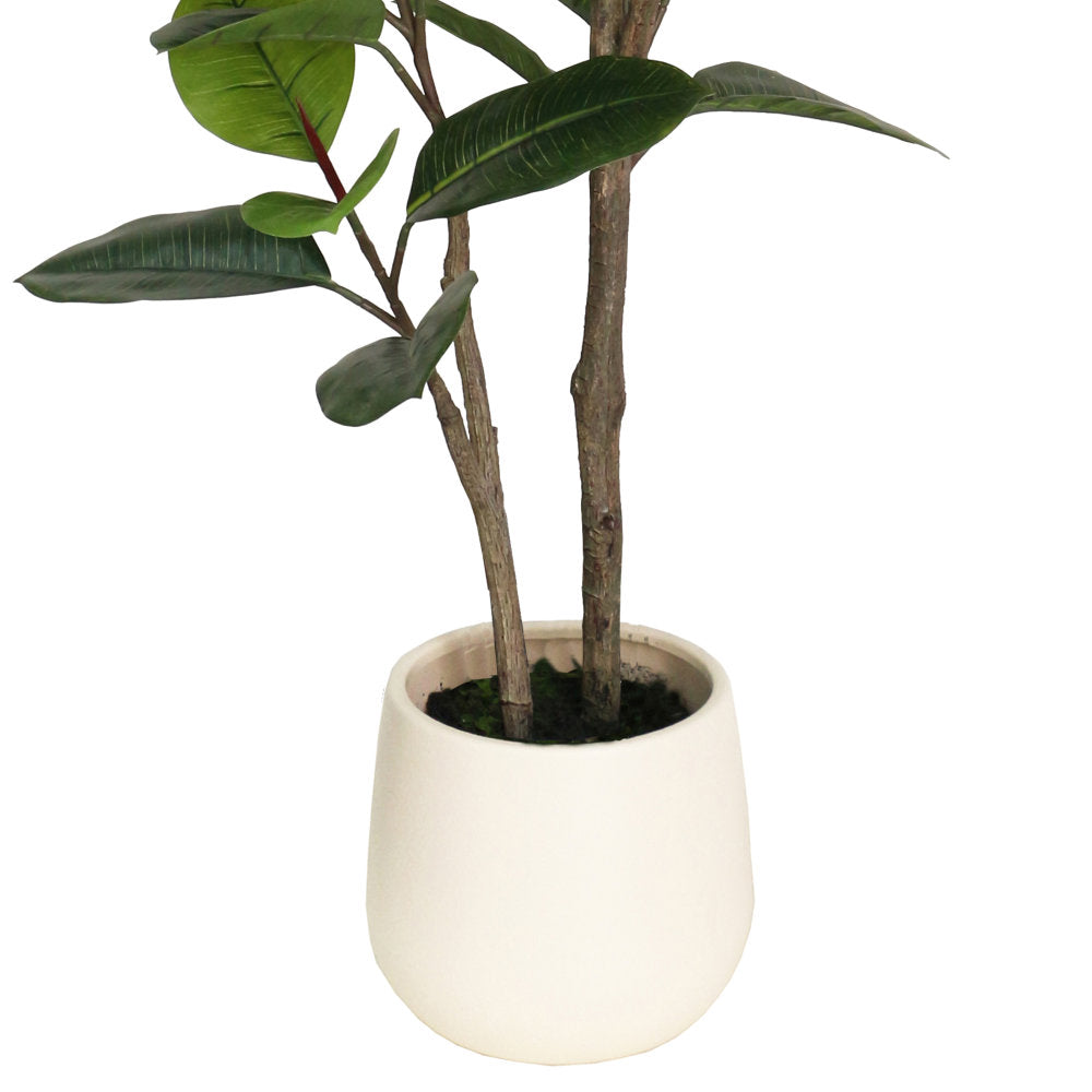 Artificial Rubber Ficus Tree in White Pot - 135cm
