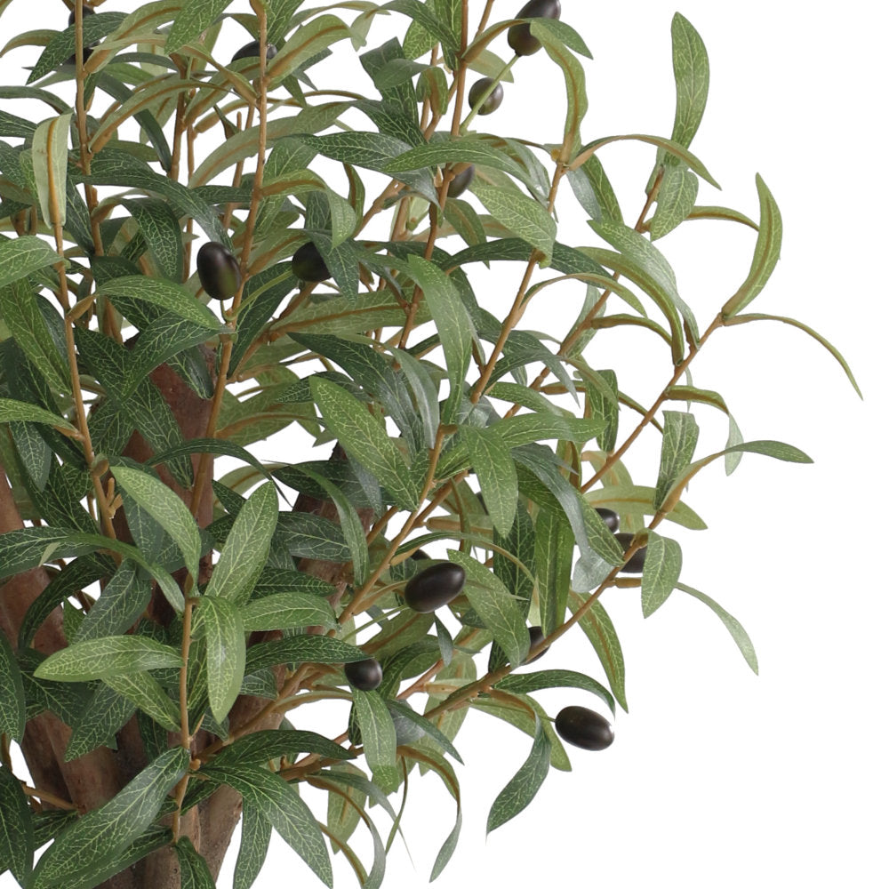 Artificial Olive Tree Natural Wood Trunk in Black Pot - 72cm