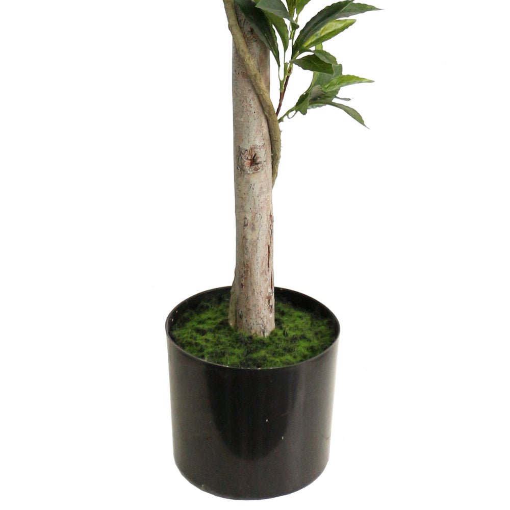 Artificial Bay Topiary Tree Natural Wood Trunk - 110cm
