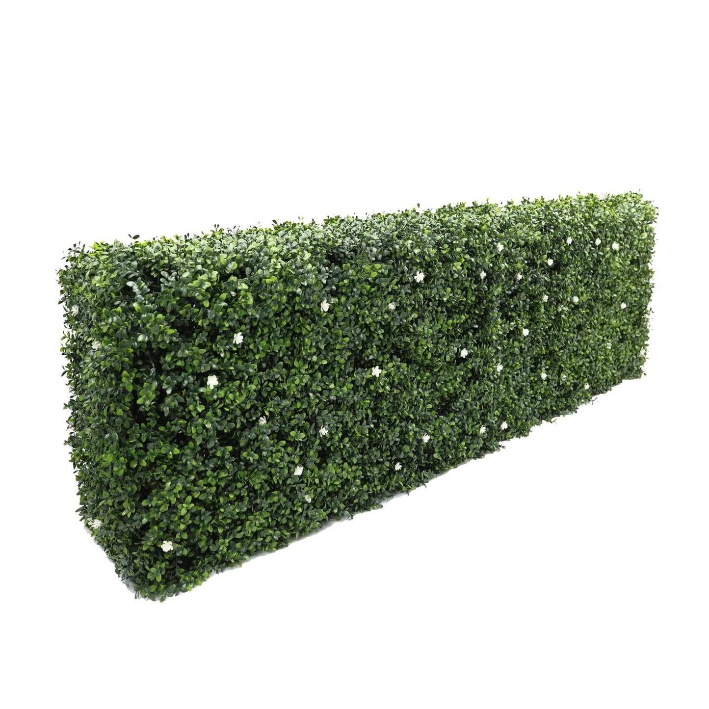 Premium Freestanding Artificial Boxwood & White Flower Hedge