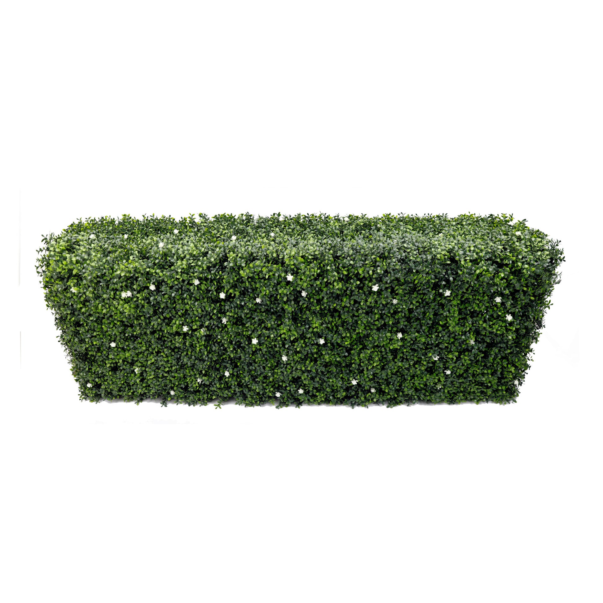 Premium Freestanding Artificial Boxwood & White Flower Hedge