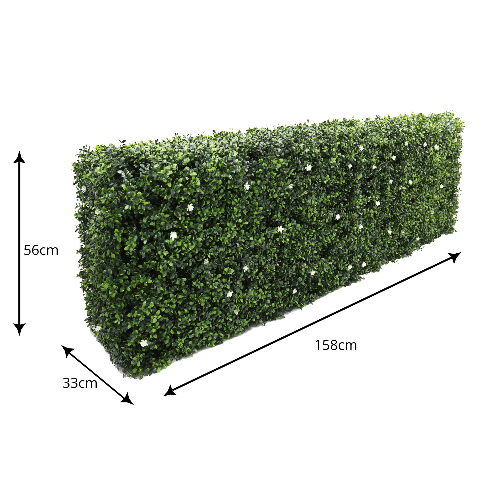 Premium Freestanding Artificial Boxwood & White Flower Hedge