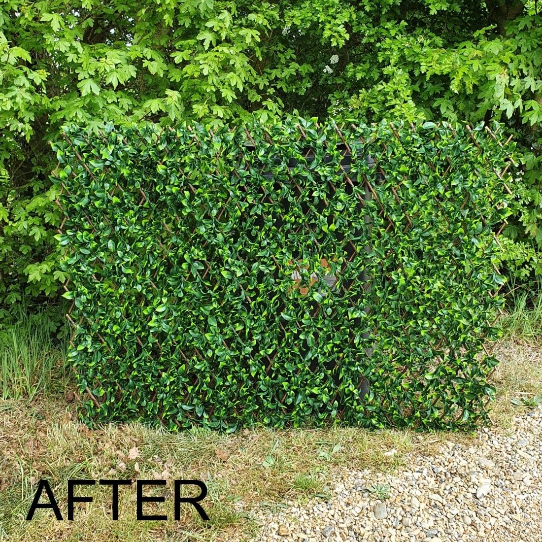 Refuse Bin after cover up with Premium Artificial Laurel on Expanding Willow Trellis