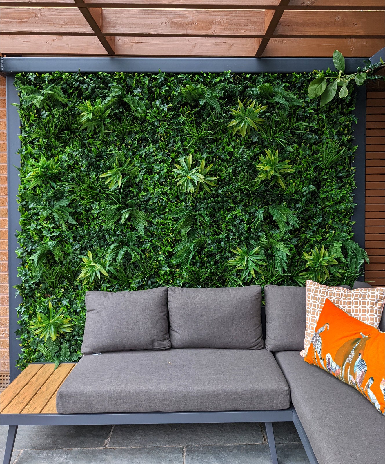 Premium Artificial Forest Fern Green Wall Panel 1m x 1m - Customer Patio