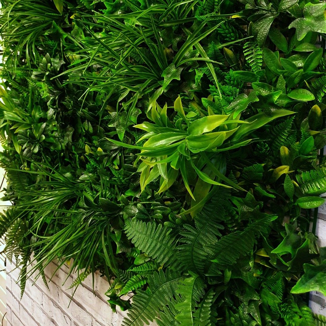 Premium Artificial Forest Fern Green Wall Panel 1m x 1m Close Up