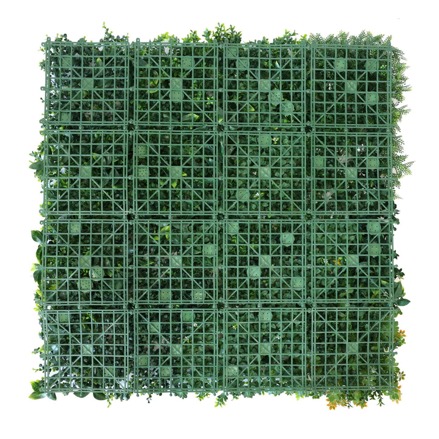 Premium Artificial Meadow Green Wall Panel 1m x 1m Backing Grid