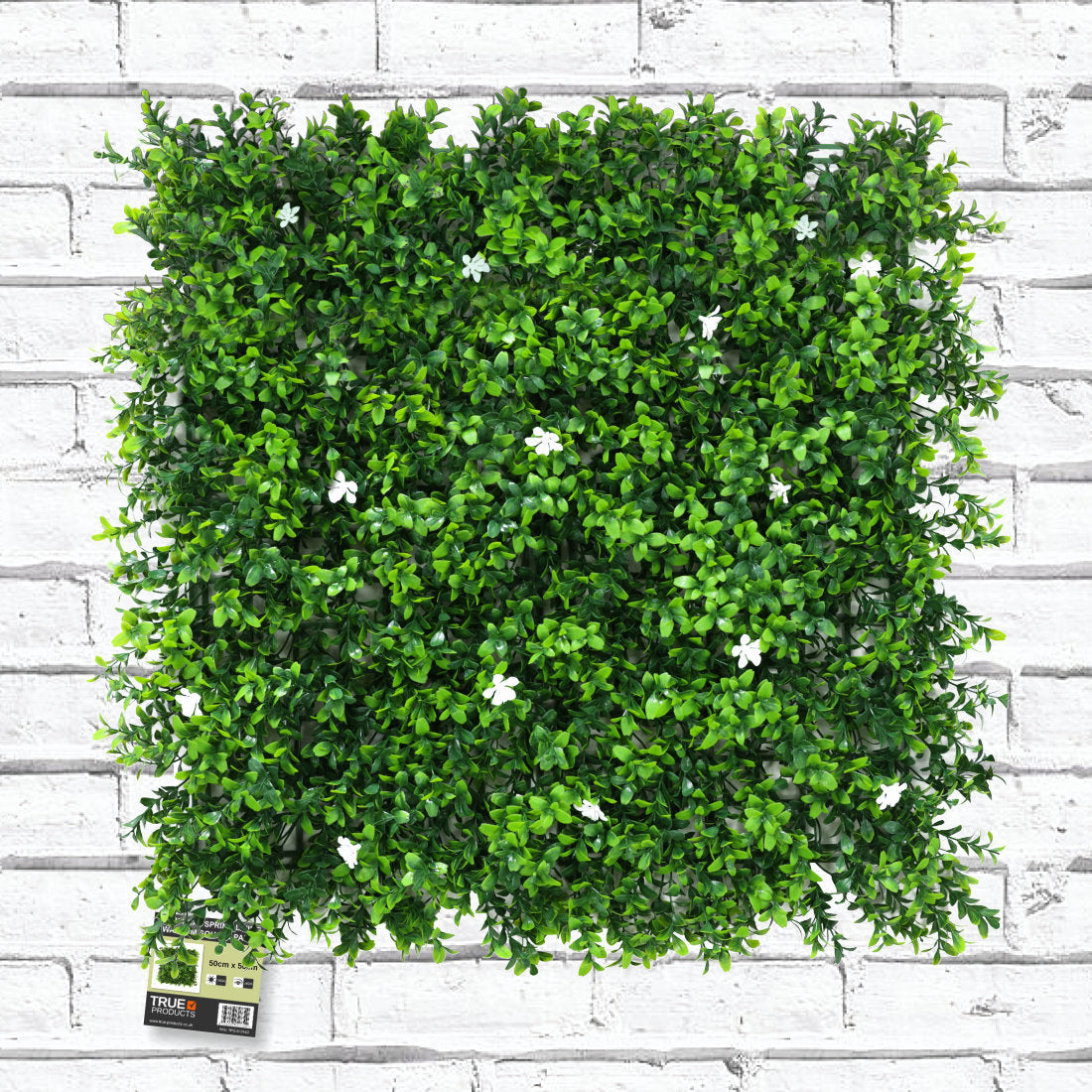 Premium Artificial White Flower Green Wall Panel 50 x 50cm