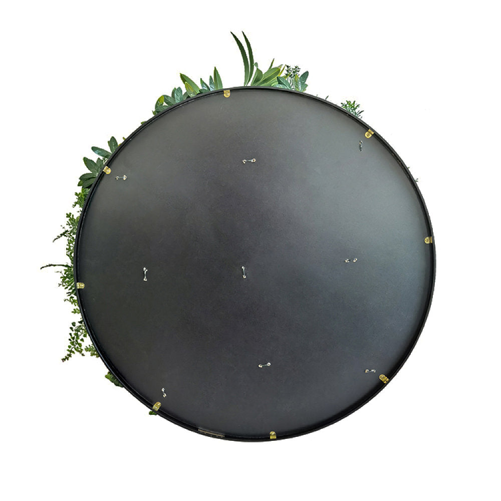 Artificial Foliage Round Wall Panel Black Frame 80cm
