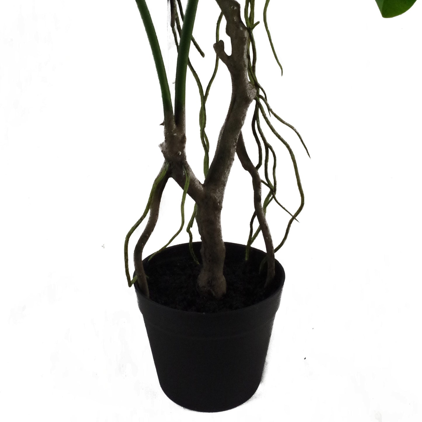 Artificial Twisted Stem Monstera Plant Pot and Stem Close Up