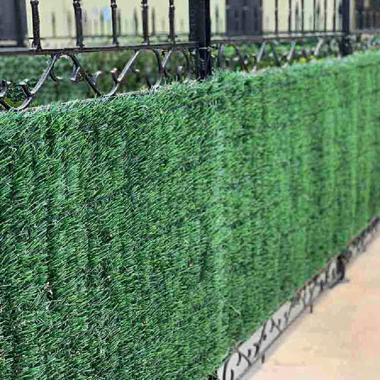 Artificial Conifer Hedge Garden Fence On Railings