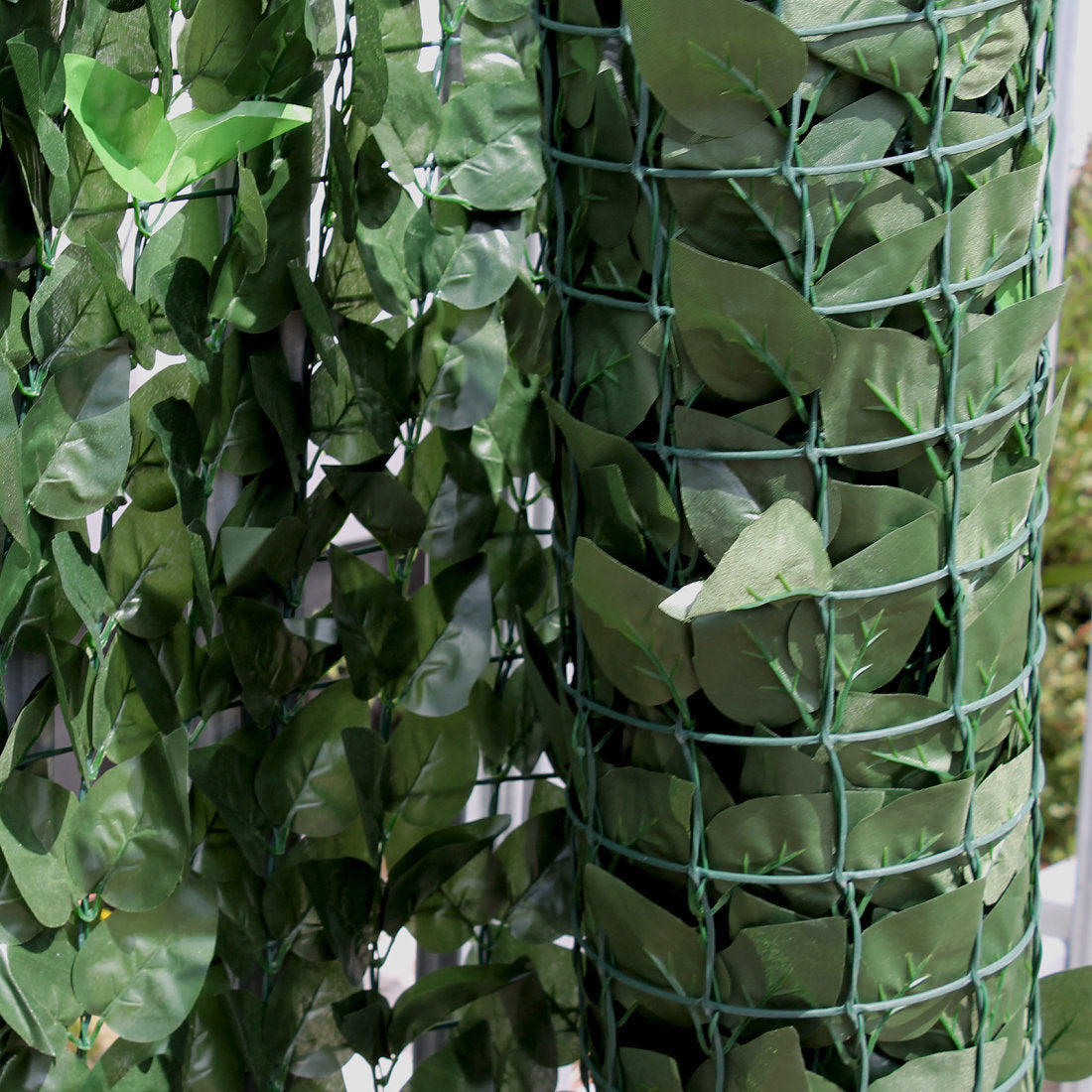 Artificial Two Colour Ivy Leaf Hedge Garden Fence Close Up