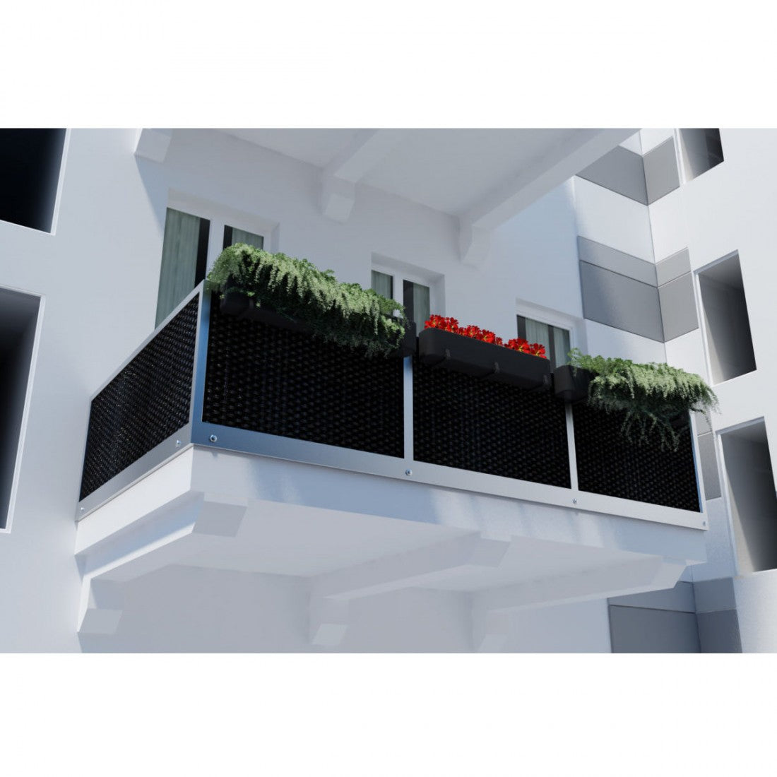 Black Rattan Balcony Privacy Screening 1m x 1m